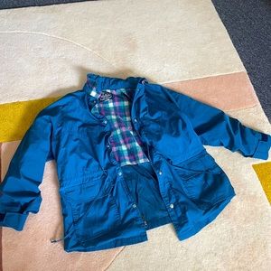Small/Medium Vintage Woolrich Winter Jacket with plaid and drawstring - blue